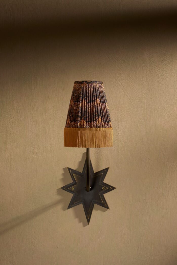 OysterGoldFringe2 Mini Pleated Lampshade – Oyster with gold fringe All Products Anna Hayman Designs