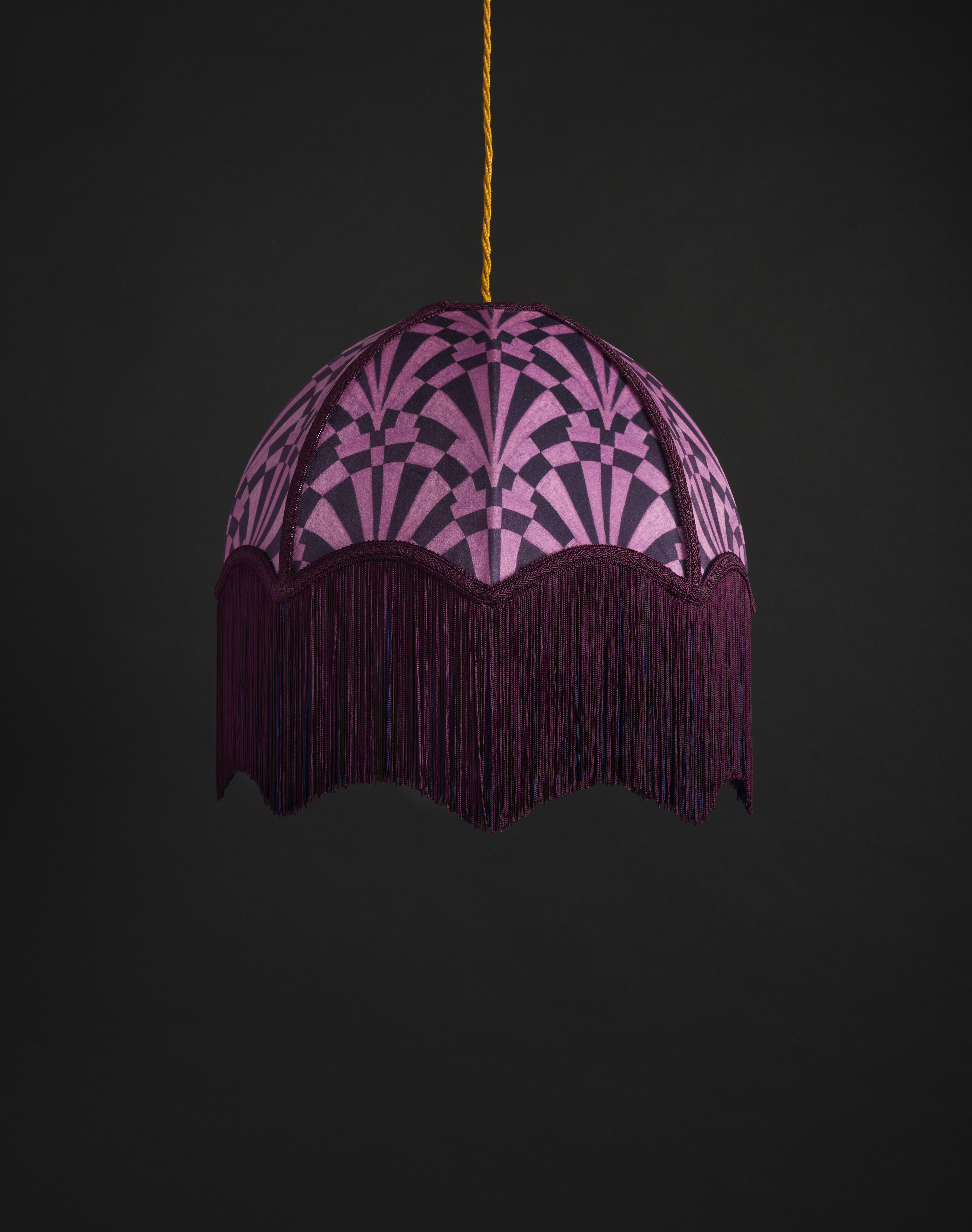 Talon print lampshade with stunning gold fringe 1920s inspired
