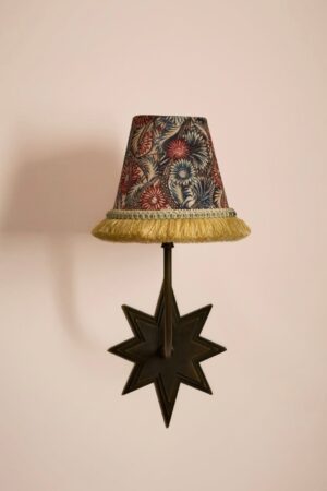 Mini Brush Fringe Lampshade - Rapture Red and Teal